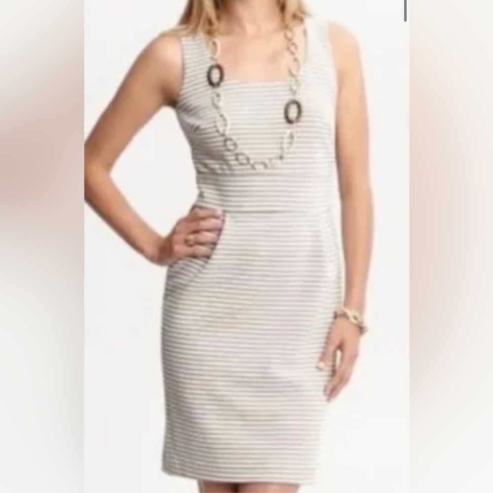 Banana Republic Tan and White Striped Dress NWT